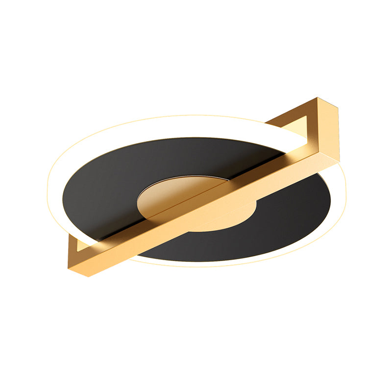 Small Disk Thin Flush Light Fixture Retro Style Metal Black/White and Gold LED Close to Ceiling Lamp