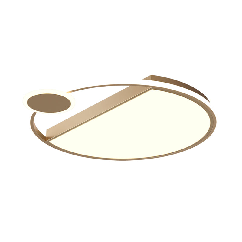 Simplicity LED Flushmount Lighting Black/Gold Rounded Thin Flush Mount Ceiling Light with Acrylic Shade for Bedroom