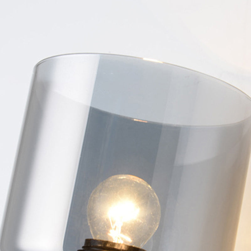 Cilíndrica de vidrio gris de vidrio Modernista 1 Luz de la luz cromada de luz de luz con 1 interruptores/2 interruptores/sin interruptor