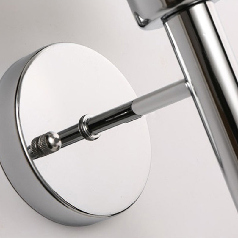 Moderne cilinderwandverlichting helder glas 1 licht chroom wandlicht met binnenste witte glazen tint