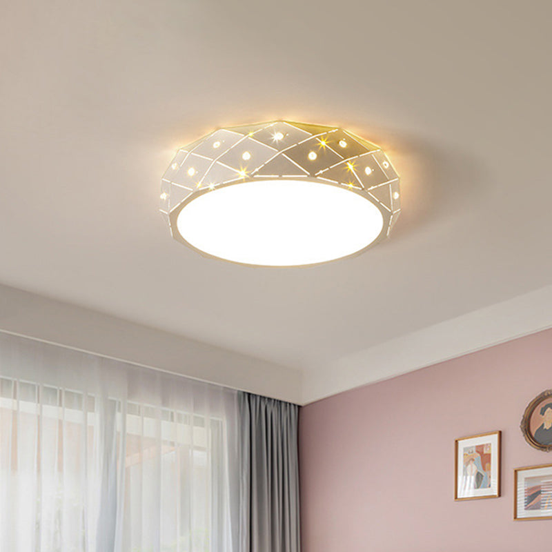 Laser Cut Rounded Acrylic Ceiling Flush Nordic White 18"/21.5" Wide Integrated LED Flush Mount Lighting Fixture for Bedroom