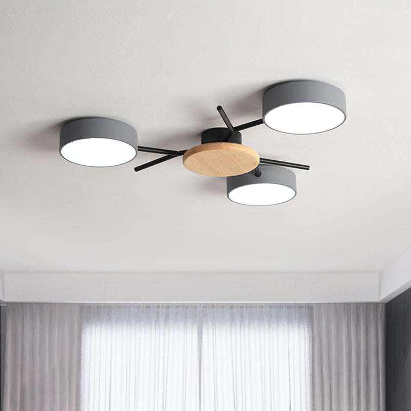 Branchlet Eisenoberflächen-Deckenleuchte, nordisches Grauholz, LED-Unterputzleuchte für Schlafzimmer, 25,5"/31" Breite