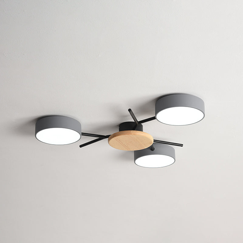 Branchlet Eisenoberflächen-Deckenleuchte, nordisches Grauholz, LED-Unterputzleuchte für Schlafzimmer, 25,5"/31" Breite