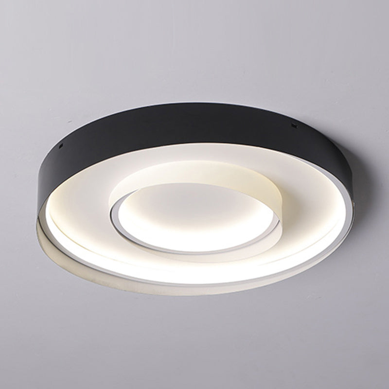 2-Circle Hotel Flush Mount Light Acrylic Minimalism 18/22 Inch Dia LED Ceiling Fixture in Warm/White Light
