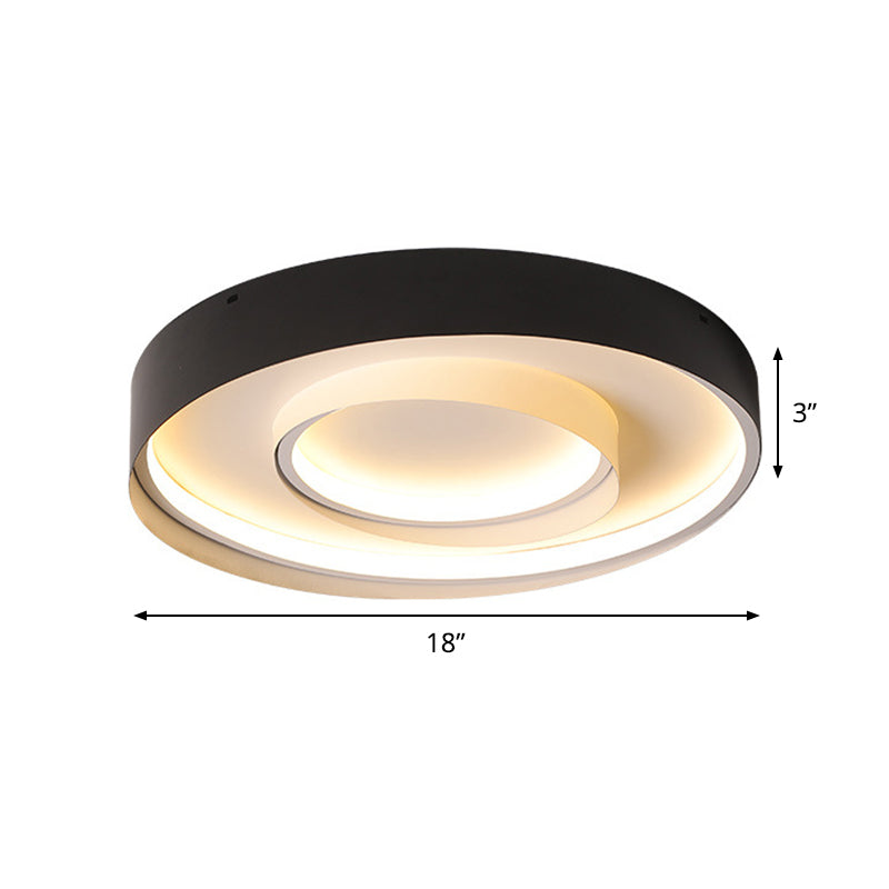 2-Circle Hotel Flush Mount Light Acrylic Minimalism 18/22 Inch Dia LED Ceiling Fixture in Warm/White Light