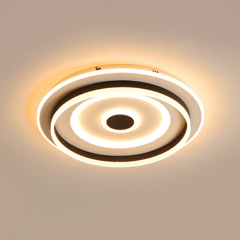 Acrylic Rippling Extra Thin Ceiling Lamp Simple Black LED Flush Mount Recessed Lighting in Warm/White Light, 19.5"/23.5" Width
