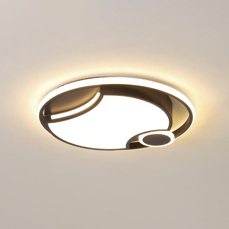 Iron Cut-Out Design Round Flush Mount Modern Style Black 16.5"/20.5" Wide LED Ceiling Light in Warm/White Light