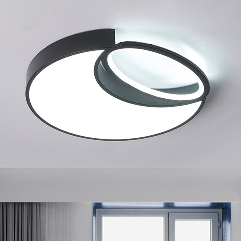 18"/22" Wide Minimalist LED Flush Light Acrylic Black Waxing Moon and Oval Ceiling Flushmount Lamp in Warm/White Light