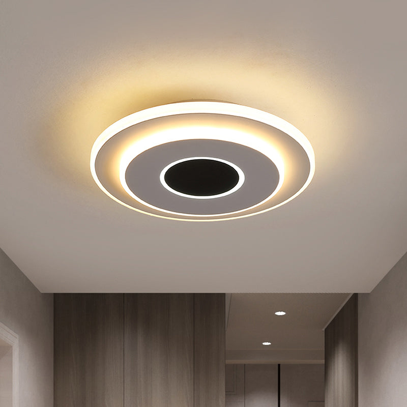 Nordic Mini Square/Round Thin Flushmount Acrylic Corridor LED Ceiling Lighting in Warm/White Light, Black-White