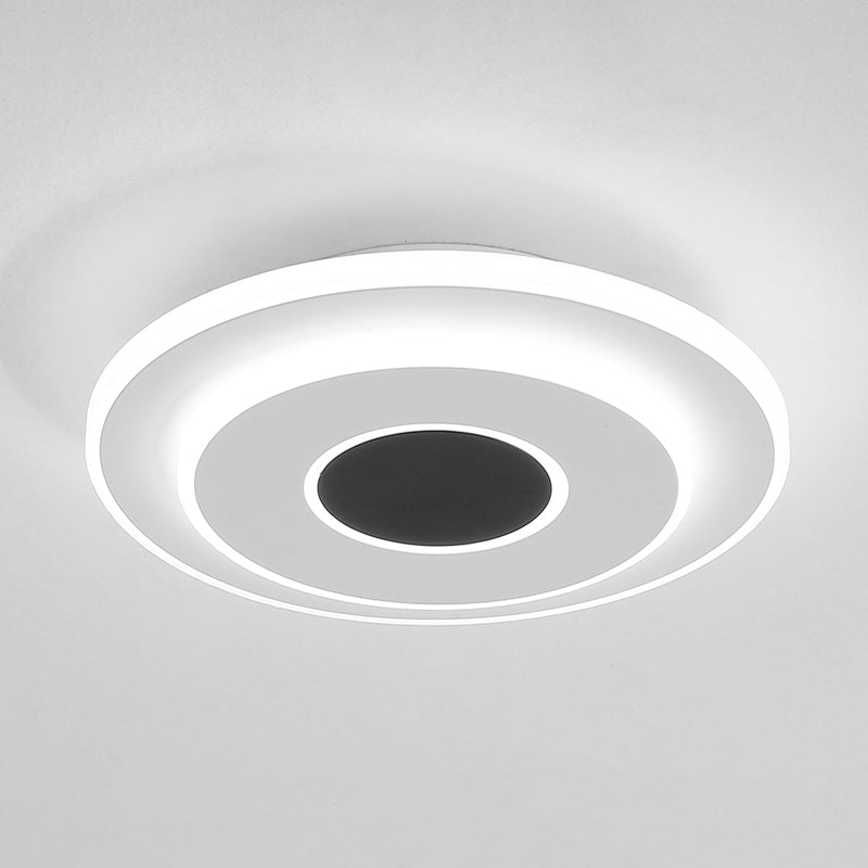 Nordic Mini Square/Round Thin Flushmount Acrylic Corridor LED Ceiling Lighting in Warm/White Light, Black-White