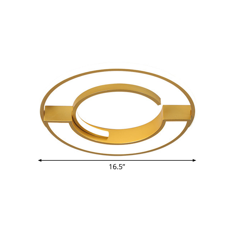 Aluminum Circular Splicing Ceiling Lamp Contemporary Gold Finish 16.5"/20.5" Dia LED Flushmount Lighting in Warm/White Light