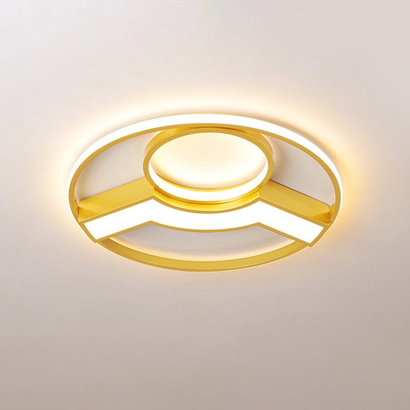 Golden Hoop LED Ceiling Light Modern Creative Acrylic Flush Mount Fixture in Warm/White Light, 16.5"/20.5" Diameter