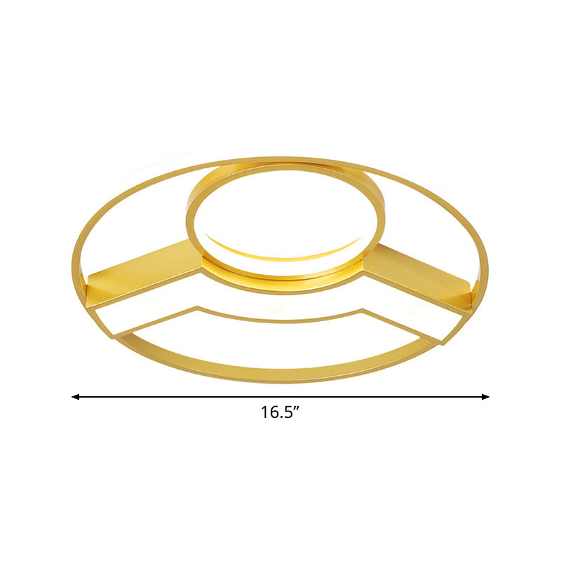 Golden Hoop LED Ceiling Light Modern Creative Acrylic Flush Mount Fixture in Warm/White Light, 16.5"/20.5" Diameter