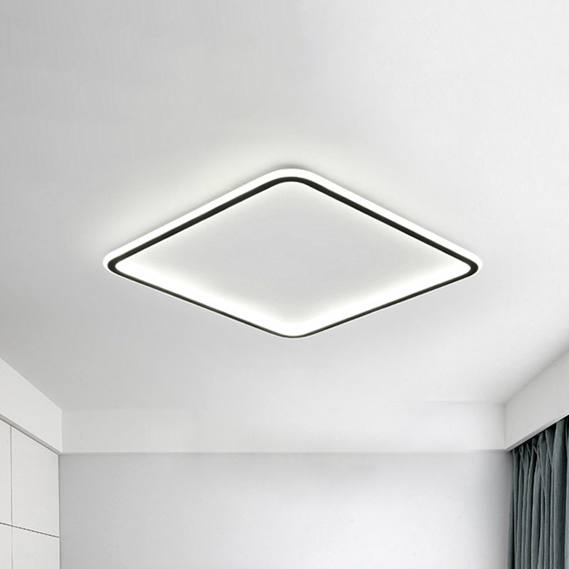 Extra dunne vierkante inbouwlamp Minimalistische aluminium slaapkamer LED-plafondverlichting in zwart, 16/19,5/23,5 inch breed