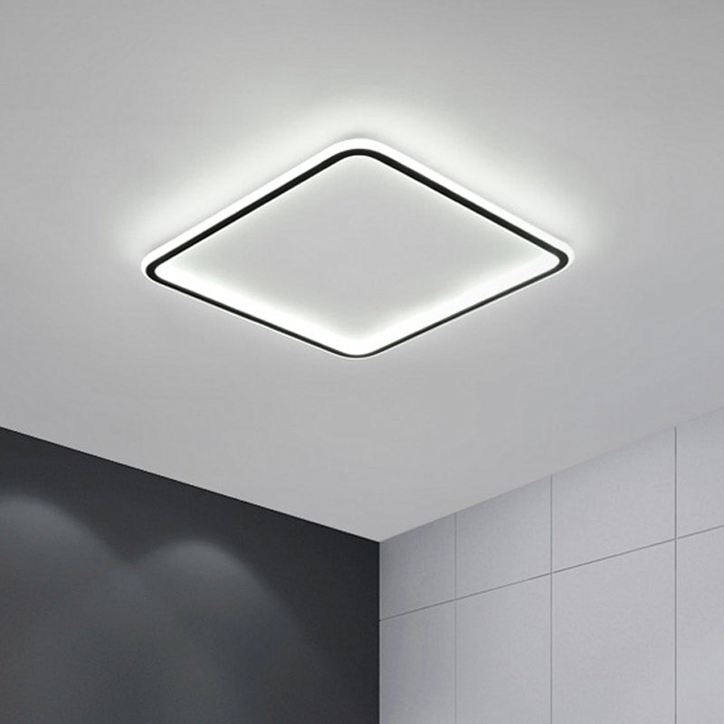 Extra dunne vierkante inbouwlamp Minimalistische aluminium slaapkamer LED-plafondverlichting in zwart, 16/19,5/23,5 inch breed