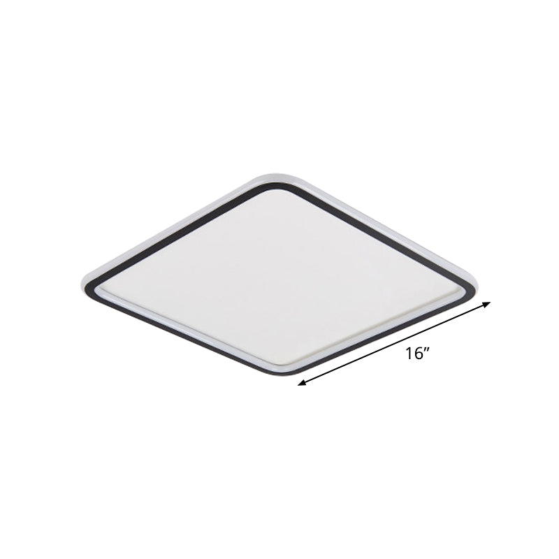 Extra dunne vierkante inbouwlamp Minimalistische aluminium slaapkamer LED-plafondverlichting in zwart, 16/19,5/23,5 inch breed
