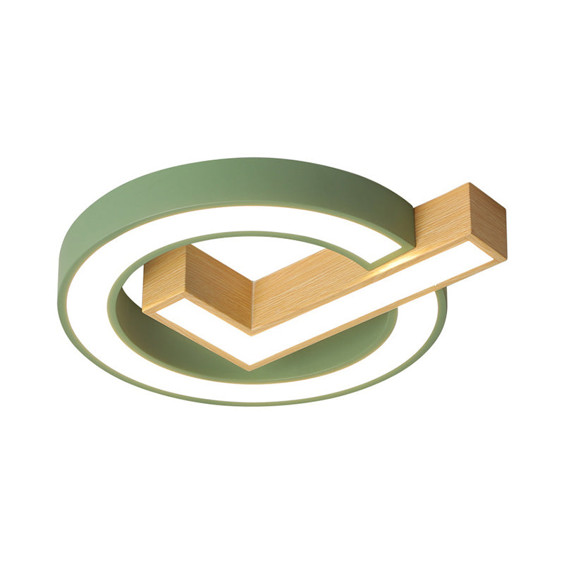 Nordic Square Wood encastré lumière 18 / 22 pouces Large LED plafonnier gris / vert tons chauds / blanc