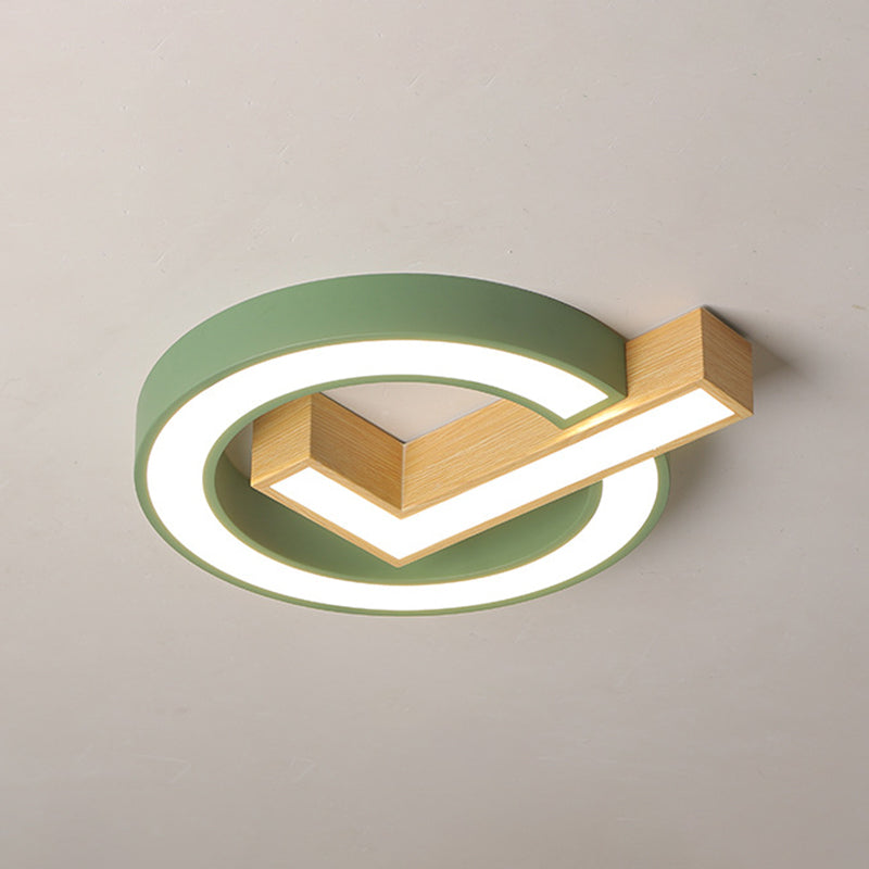 Nordic Square Wood encastré lumière 18 / 22 pouces Large LED plafonnier gris / vert tons chauds / blanc