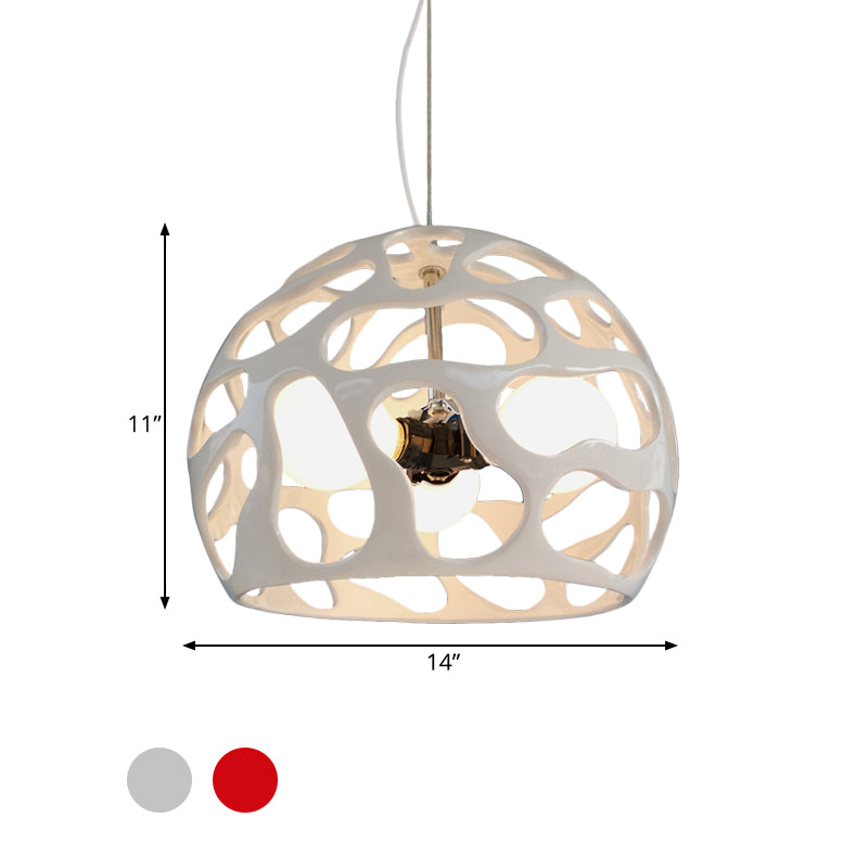 Calta di resina Cupola a sospensione a sospensione moderna a 3 luci lampadario bianco/rosso soffitto su dinetta da cucina