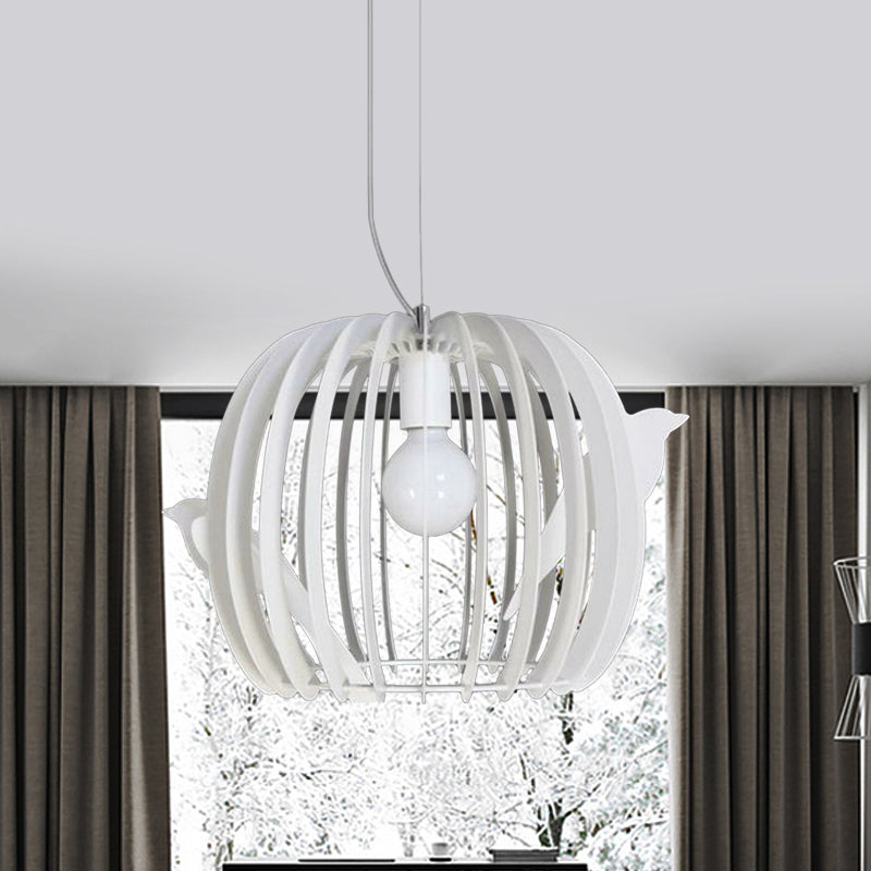 Lampada a sospensione a formaggio a forma di tamburo Ferro moderno 1 lampadina Dinette Assiciare il soffitto in bianco con arredamento per uccelli