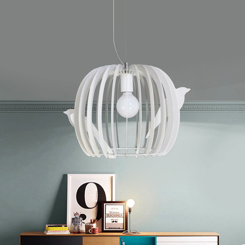 Lampada a sospensione a formaggio a forma di tamburo Ferro moderno 1 lampadina Dinette Assiciare il soffitto in bianco con arredamento per uccelli
