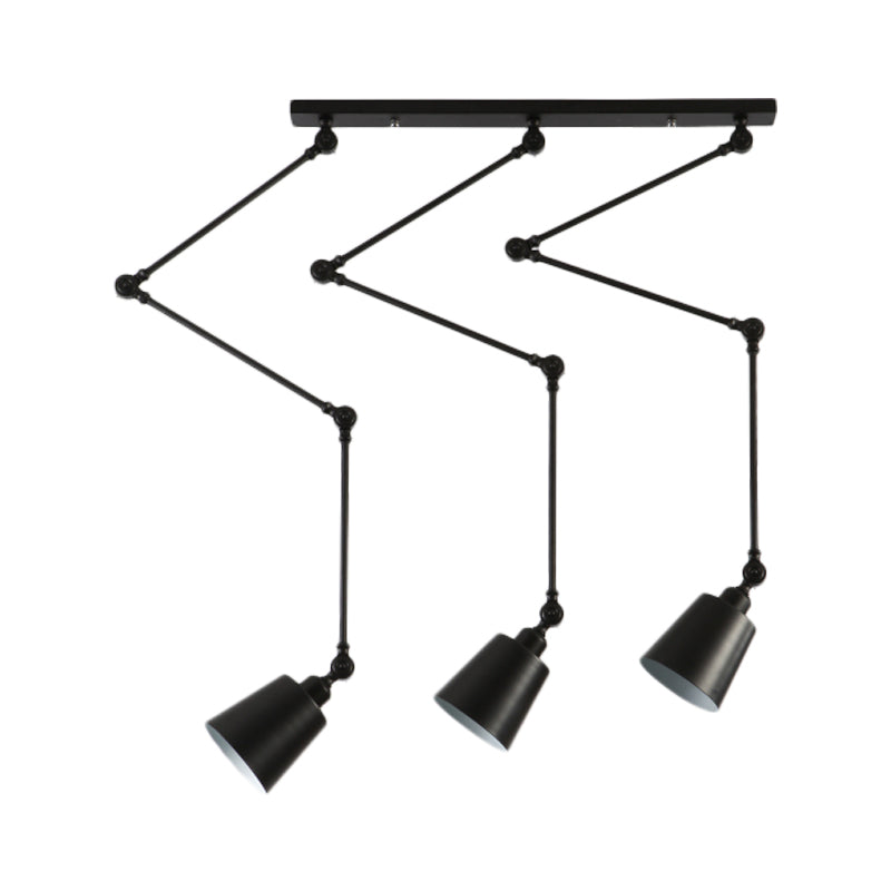 Green/Black Bell Cluster Pendant Light Nordic 3 Heads Metal Hanging Lamp Kit with Adjustable Arm