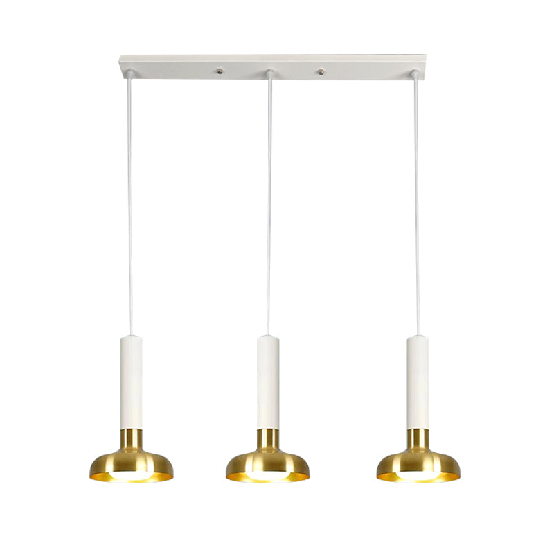 Mid Century Torch Multi-Pendant Metal 3-Light Kitchen Bar Suspension Light in White/Black-Gold