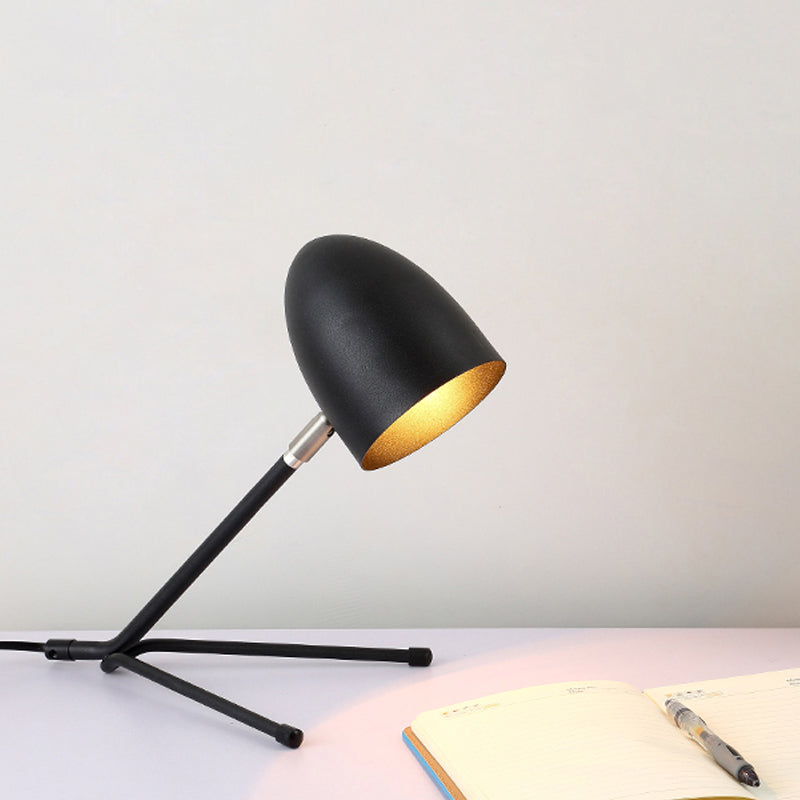Bullet Head Rotatable Task Lighting Nordic Metal Single Silver Grey/Black Desk Lamp with Oblique Design