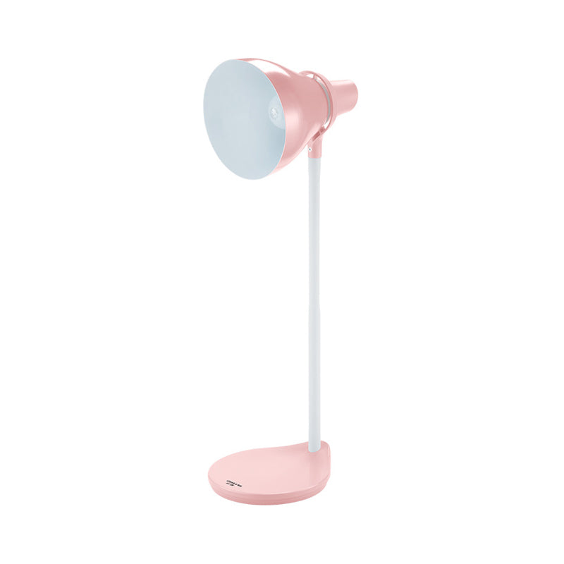 Horn Shade Bendable Reading Lamp Macaron Iron 1 Head Pink/Green Desk Light with Embedded On Off Switch