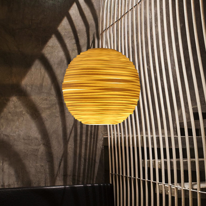 Wine bar a costine a pendolo a pendolo in legno artigianale 1 testa asiatico pendente sospeso in beige