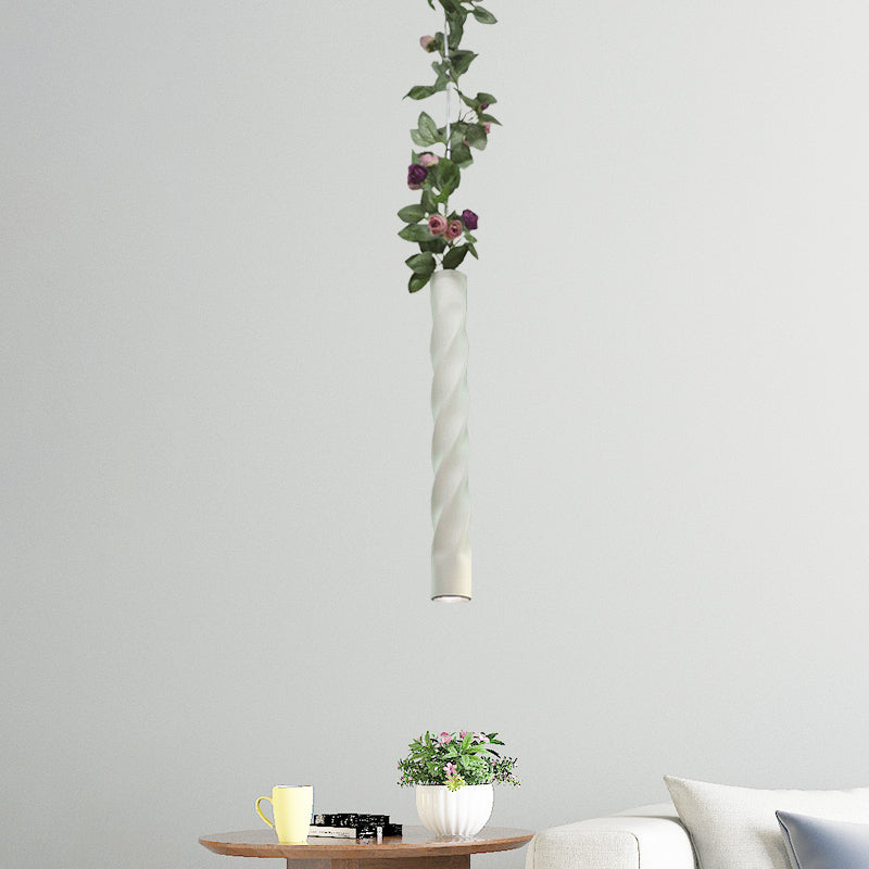 12"/19.5" H Aluminium Spiral Bar Drop Pendant Retro 1 Light Restaurant Plant Hanging Light Fixture in Black/White/Gold