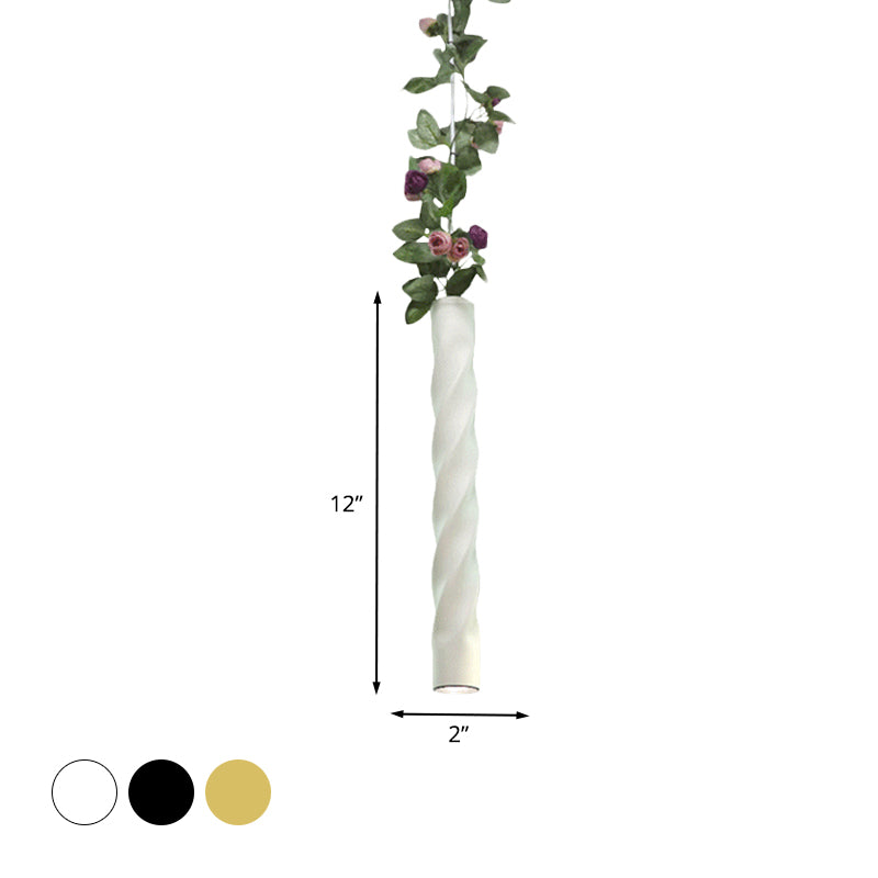 12"/19.5" H Aluminium Spiral Bar Drop Pendant Retro 1 Light Restaurant Plant Hanging Light Fixture in Black/White/Gold