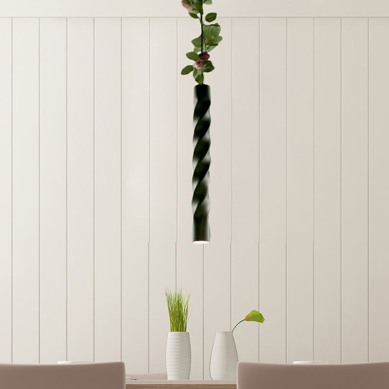 12"/19.5" H Aluminium Spiral Bar Drop Pendant Retro 1 Light Restaurant Plant Hanging Light Fixture in Black/White/Gold