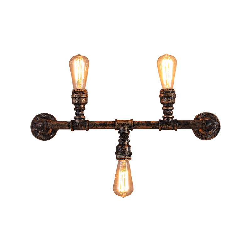 Metall auf und ab Wandleuchte mit Rohrdesign Vintage Style 3 Lampen Wohnzimmer Wandmontage Licht in Bronze