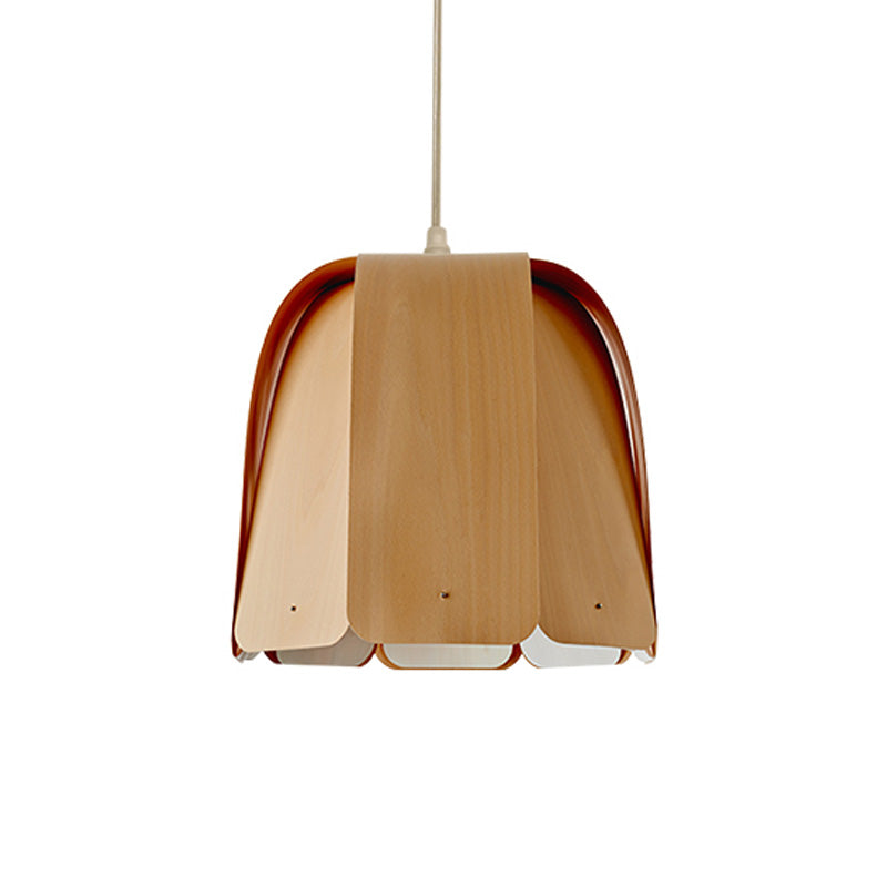 Luz de techo colgante de una cabeza colgante colgante de madera asiática en beige para bistro