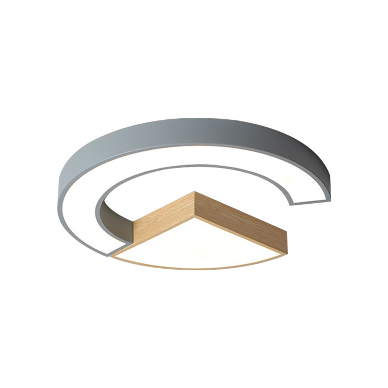 Lámpara de techo acrílica Arch and Sector, color verde nórdico/gris-madera, lámpara LED empotrada de 16,5"/20,5" de ancho en luz blanca/cálida
