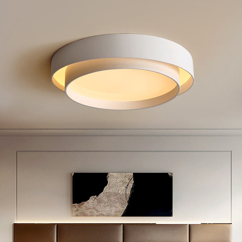 16"/19.5" Wide Simple LED Flush Mount Acrylic White/Black Layered Circle Ceiling Light Fixture in Warm/White Light