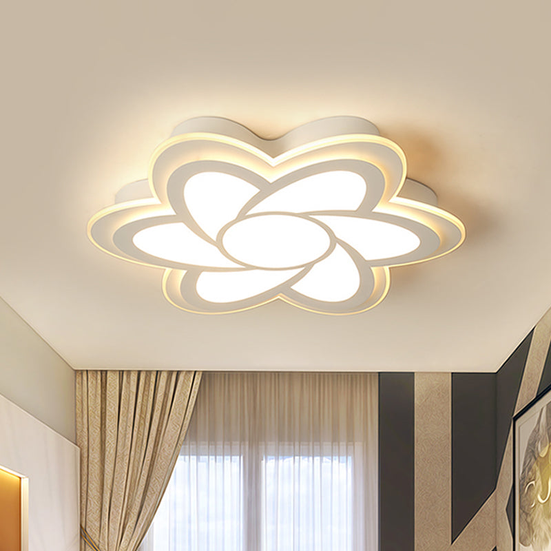 16.5"/20.5" Wide Flower LED Ceiling Lamp Modernist Acrylic White Flush Mount Recessed Lighting for Office