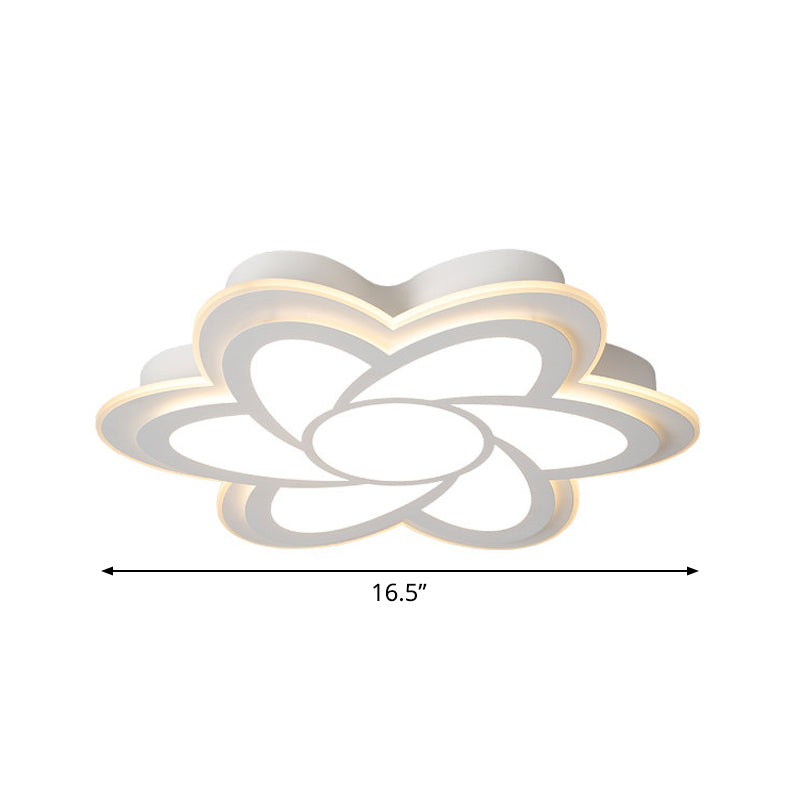 16.5"/20.5" Wide Flower LED Ceiling Lamp Modernist Acrylic White Flush Mount Recessed Lighting for Office