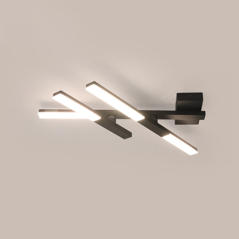 Black Intersected Flush Mount Lamp Minimalist Aluminum LED Ceiling Flush Light for Bedroom