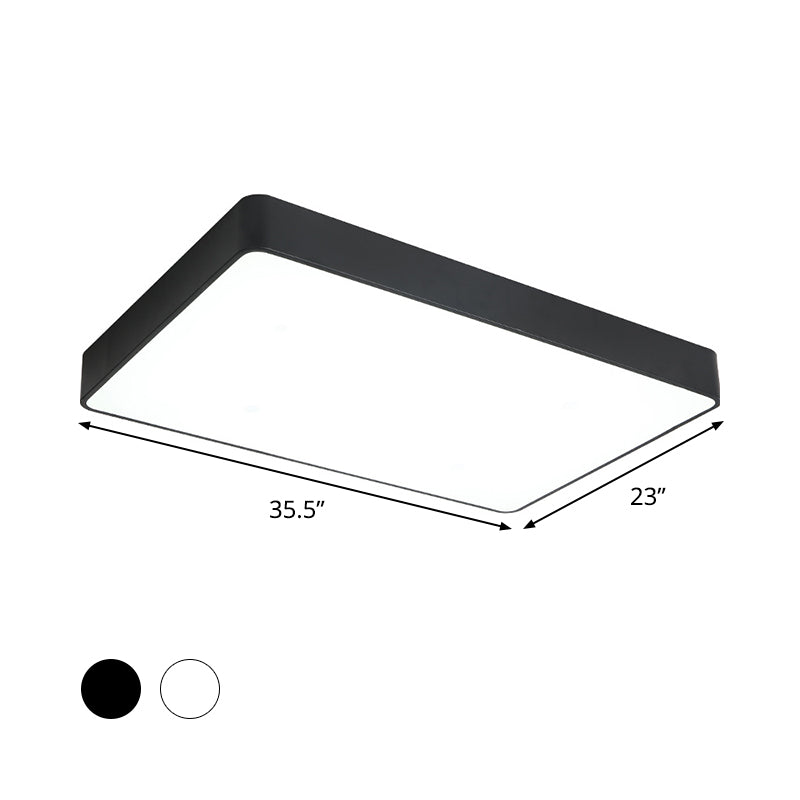 Plafoniera da incasso a LED rettangolare in ferro nero/bianco con montaggio a incasso Simplicity con diffusore in acrilico