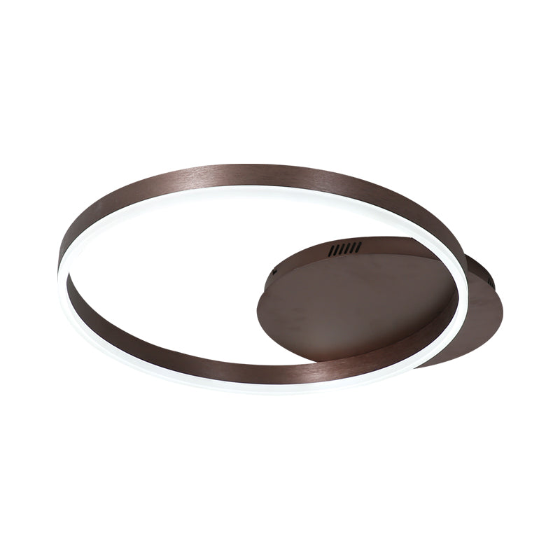 Minimalist 1/2-Head LED Ceiling Flush Aluminum Coffee Circle Flushmount Lighting in Warm/White Light, 12"/16"/8"+16" W