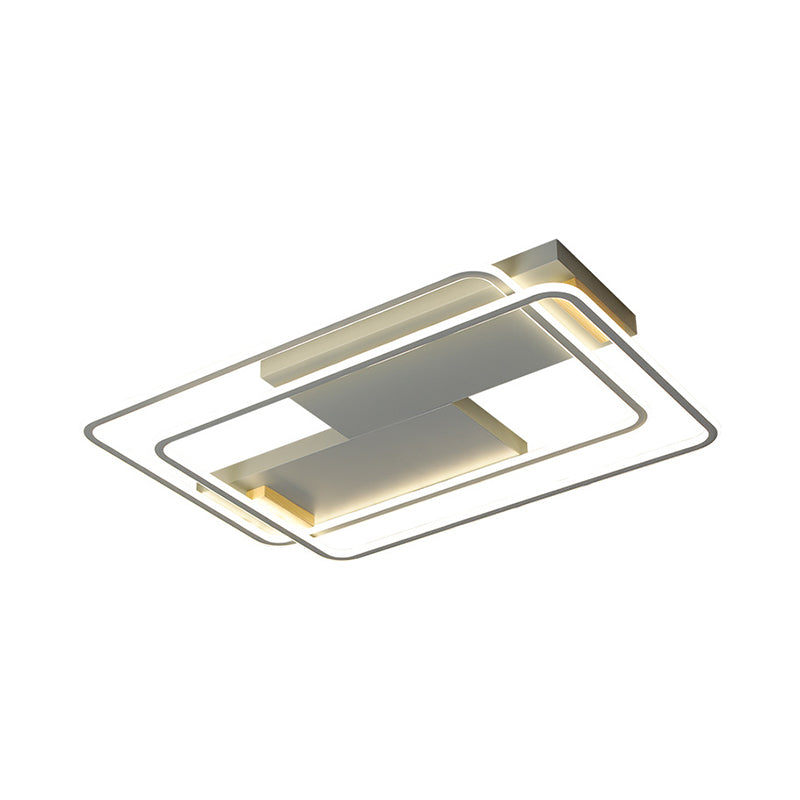Overlappende rechthoekige aluminium plafondlamp Eigentijdse grijze LED-inbouwlamp in warm/wit licht
