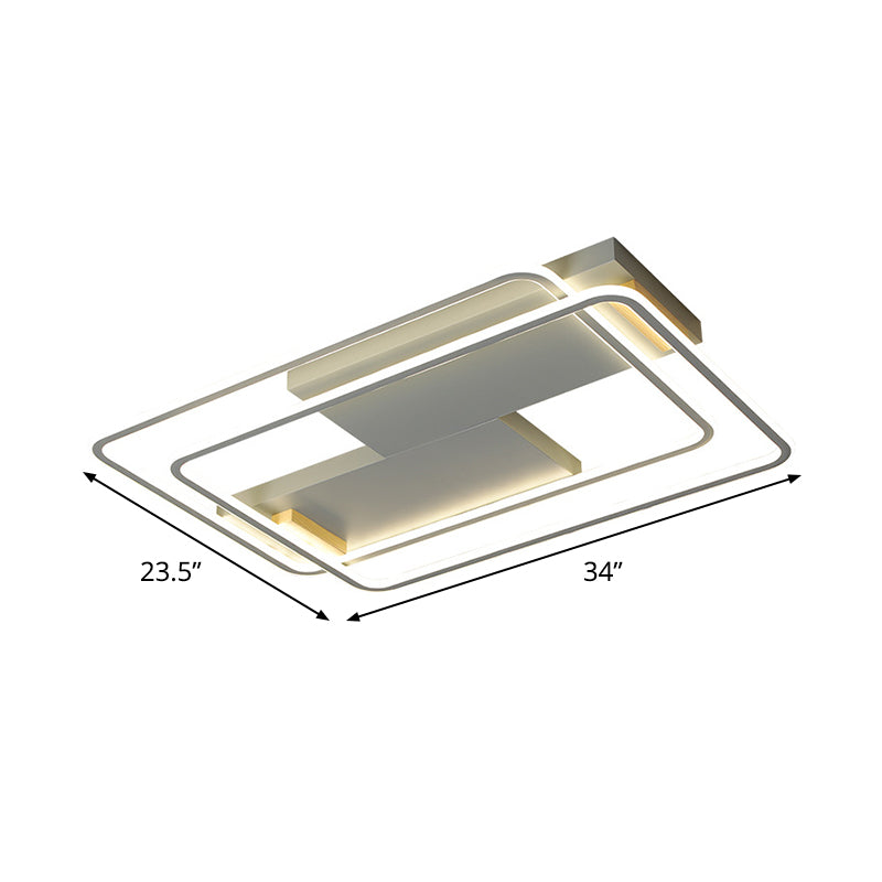 Overlappende rechthoekige aluminium plafondlamp Eigentijdse grijze LED-inbouwlamp in warm/wit licht