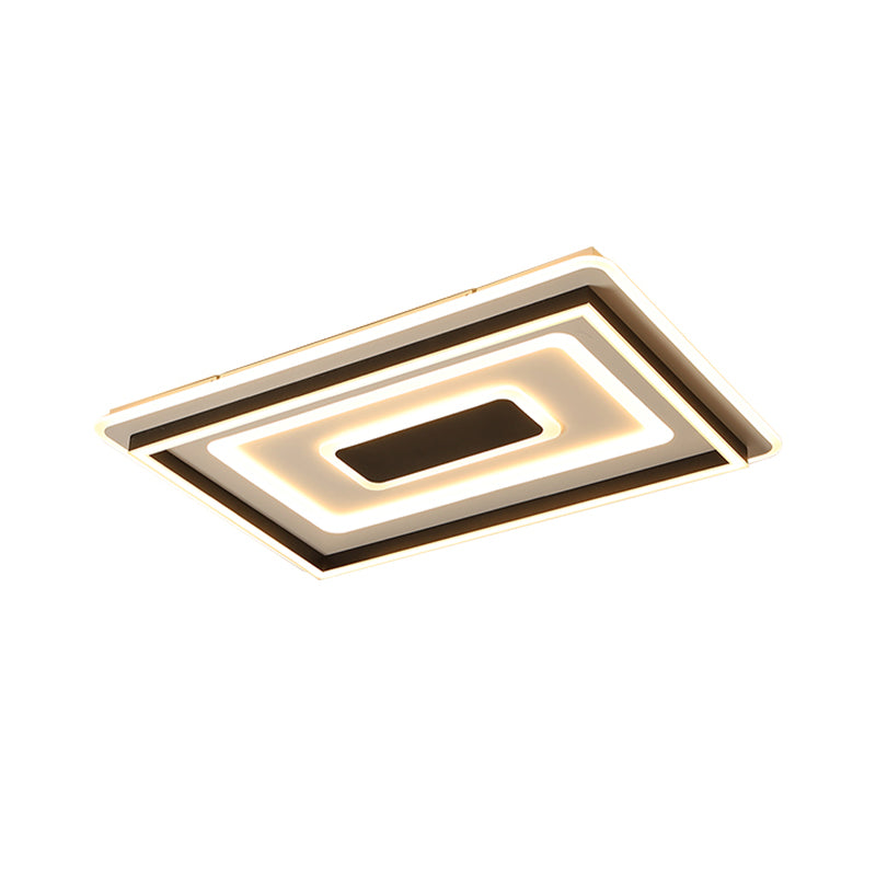 Tiered Rettangolo Sottile LED Soffitto Lampada Modernista Seduta Flush - Montaggio Light Fixture in Nero, Warm / White Light