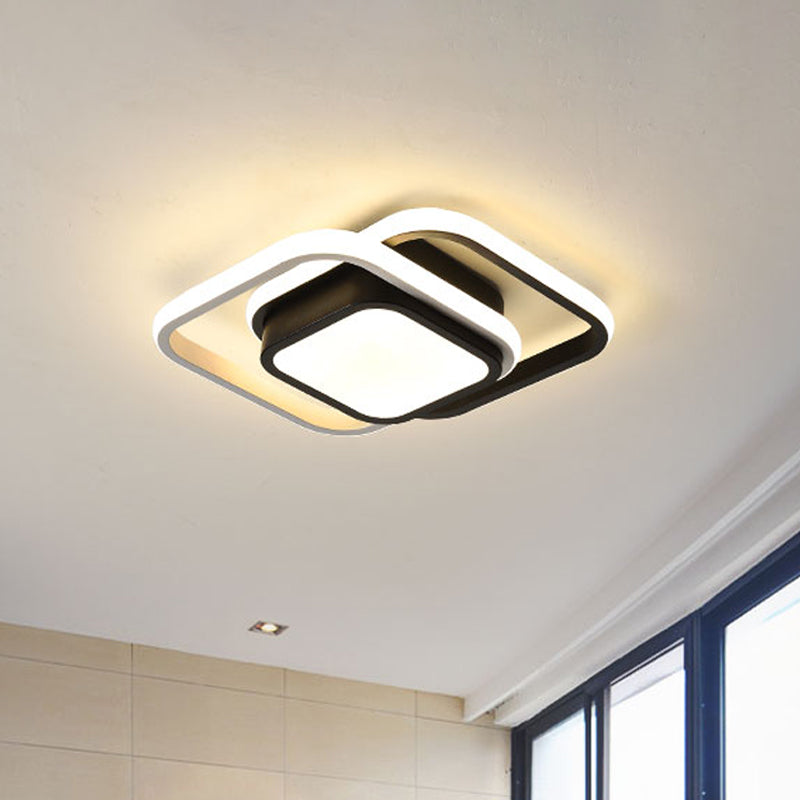 Acrylic Thin Square LED Flushmount Simplicity Black-White Ceiling Mount Light in Warm/White Light for Dress Room