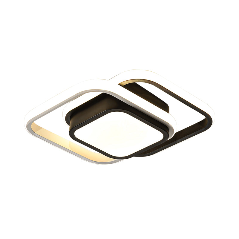 Acrylic Thin Square LED Flushmount Simplicity Black-White Ceiling Mount Light in Warm/White Light for Dress Room