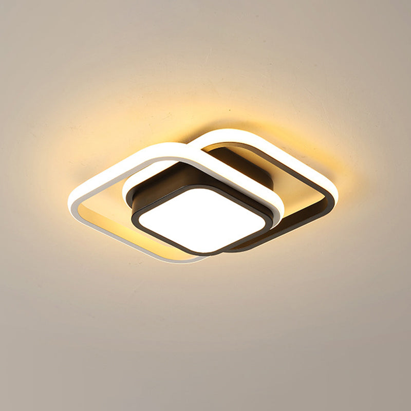 Acrylic Thin Square LED Flushmount Simplicity Black-White Ceiling Mount Light in Warm/White Light for Dress Room
