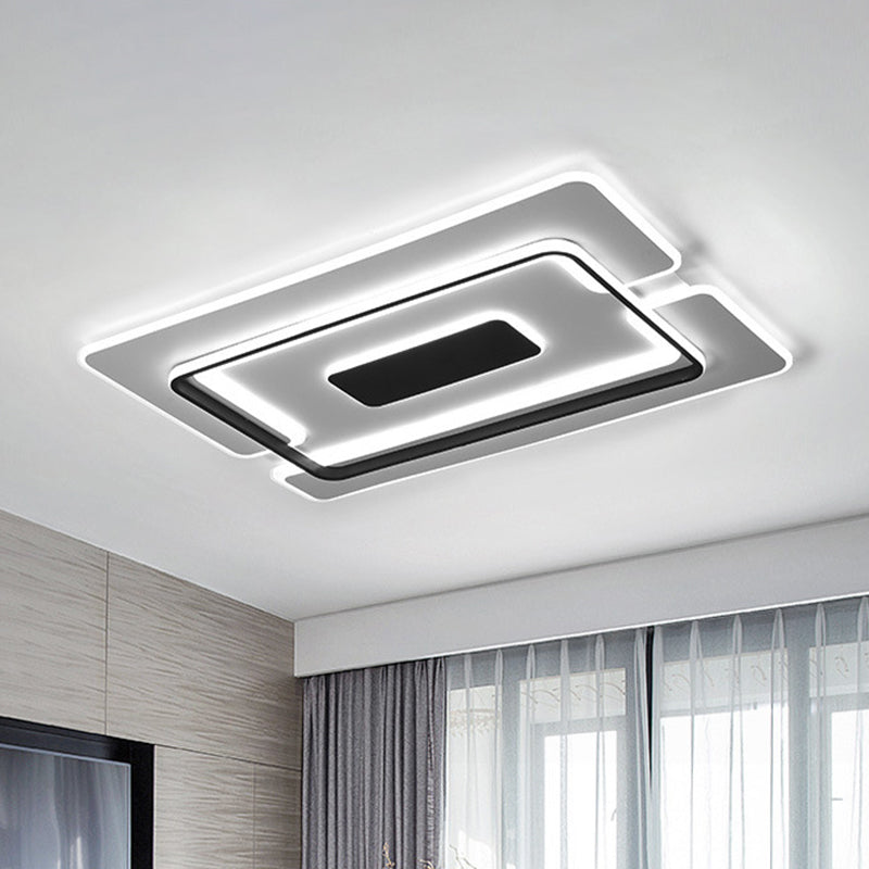 Lampada da soffitto a superficie rettangolare sottile, modernismo, in acrilico, per soggiorno, lampada da incasso a LED in bianco-nero