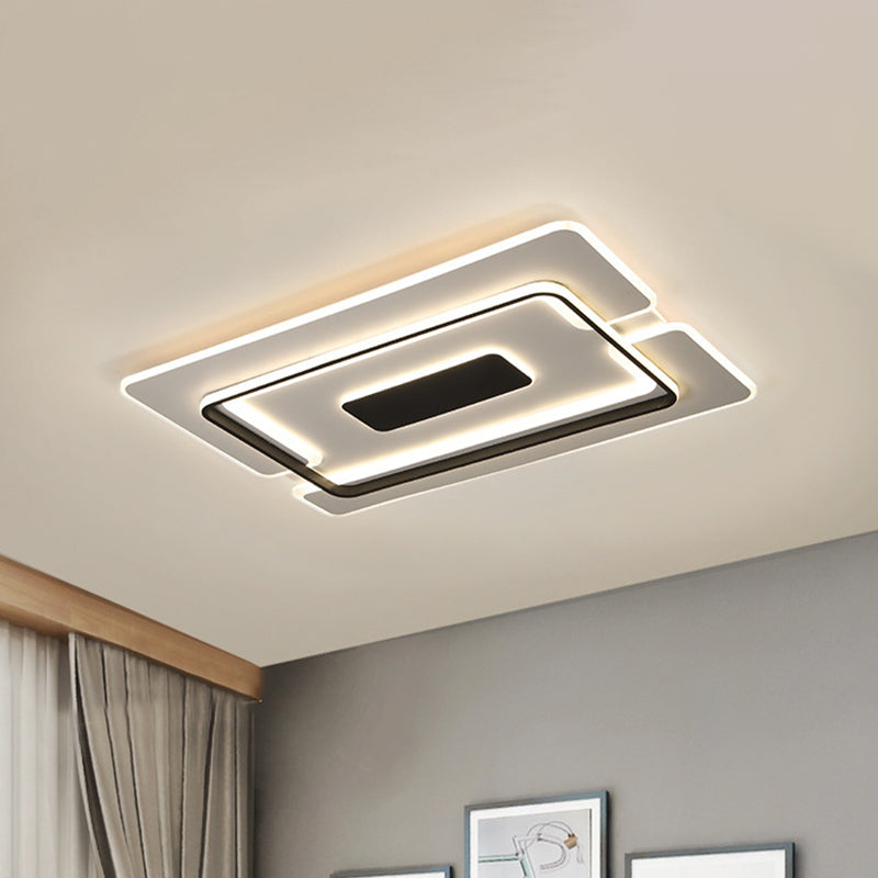 Lampada da soffitto a superficie rettangolare sottile, modernismo, in acrilico, per soggiorno, lampada da incasso a LED in bianco-nero